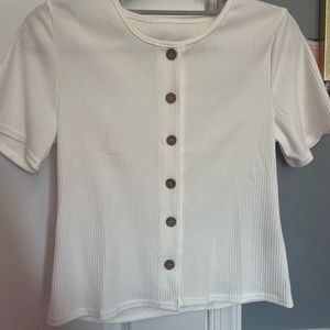 white butt up tee; shein womens small